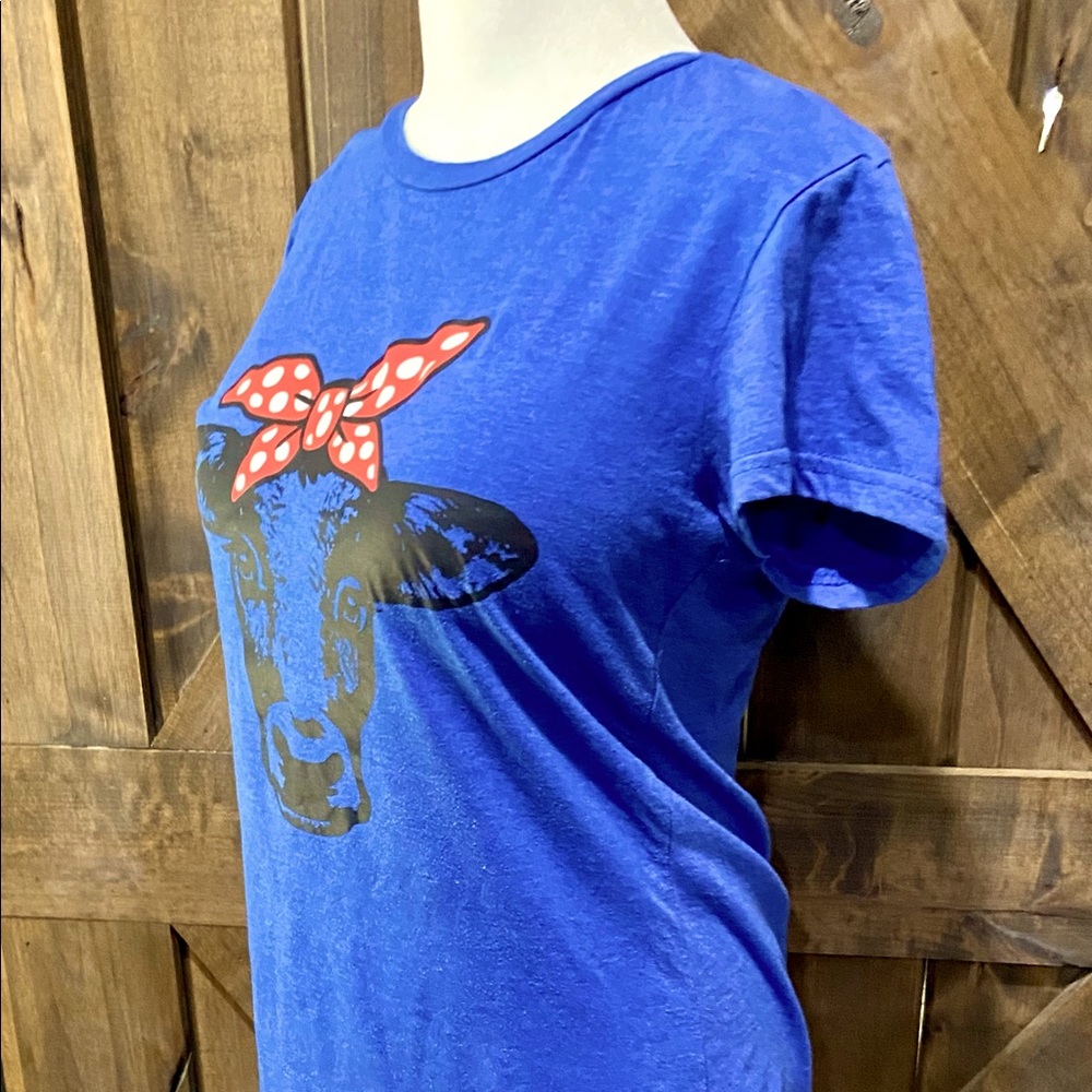Blue Highland Heifer Short Sleeve Tee Sz M - Picture 3 of 14